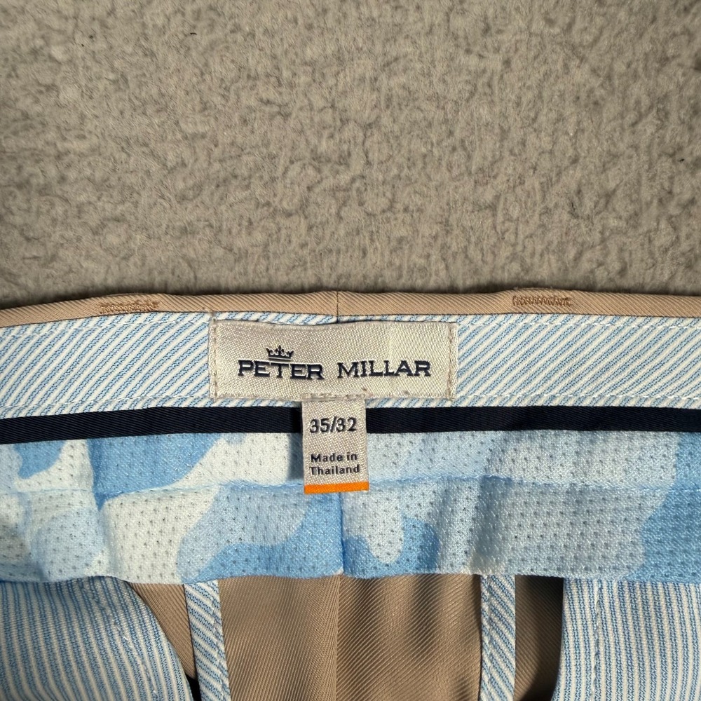 Peter Millar Pants Mens 35 (Fits 35x28) Khaki Tan Flat Front Performance Golf - Picture 2 of 10